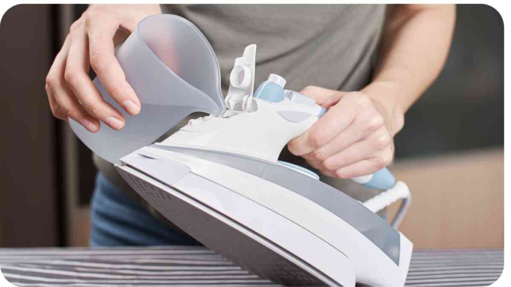 a person using an iron on a table